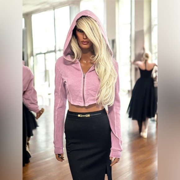 Urban Outfitters Out from Under XS Distressed Faded Hooded Cropped Sweatshirt - Picture 4 of 8